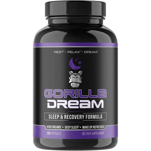 Gorilla Mind Dream Sleep Supplement (120 Capsules) - Nootropic Infused Comprehensive Sleep & Recovery Supplement - GABA, Melatonin, Valerian Root, Magnesium, L-Theanine, Sensoril, Ashwagandha & More