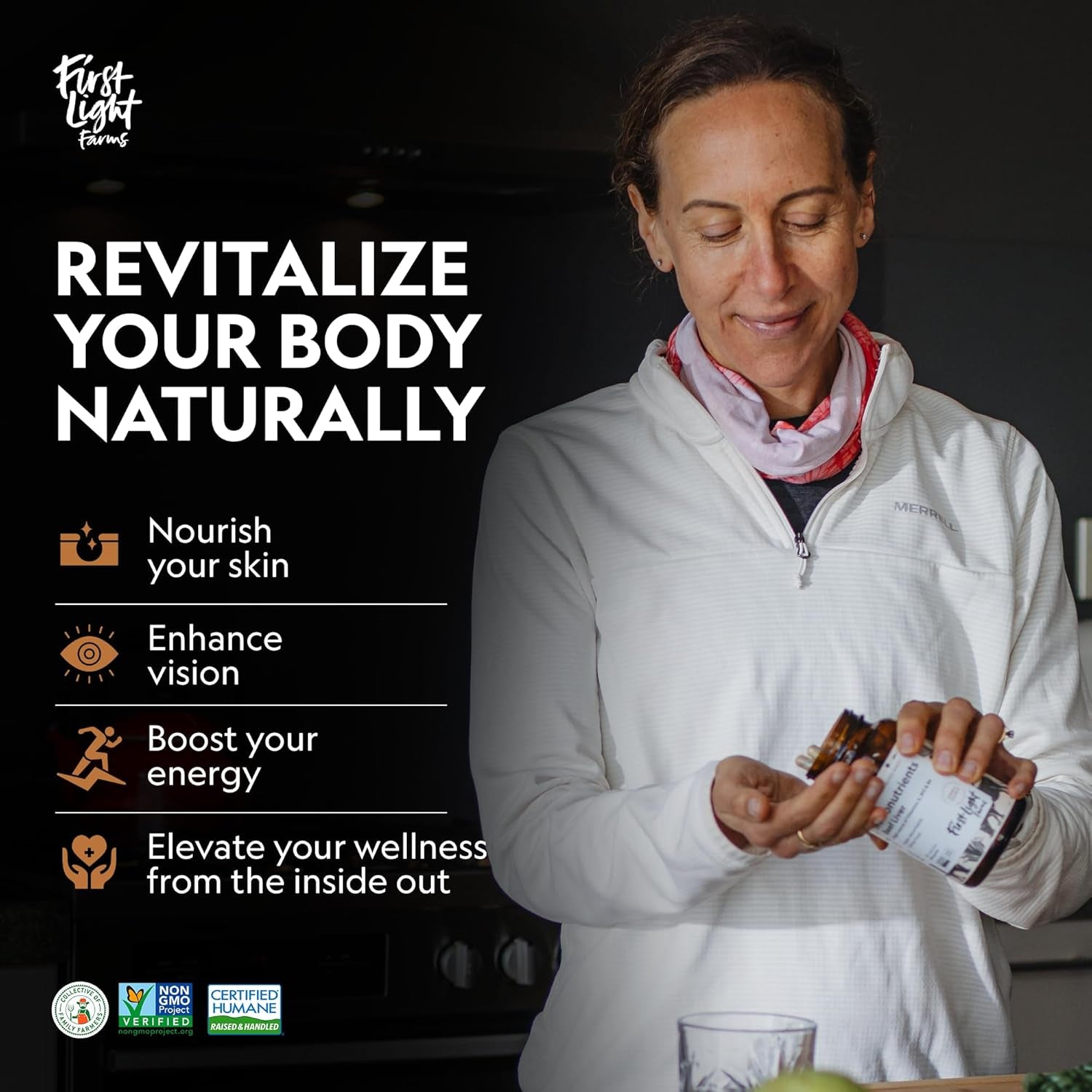 First Light Farms Grass-Fed Beef Liver Capsules | Nutrient-Dense Whole Food Nutrition, Freeze-Dried, Grassfed & Certified Humane | 180 Capsules for Energy, Immunity, and Overall Wellness