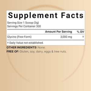 Glycine Powder, 300 Servings (2 Lb) – 3,000 Mg Free-Form Glycine per Serving – Unflavored Pure Powder – Non-Gmo, Cgmp Manufactured