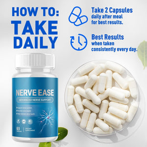 Nerve Ease Capsules, Nerveease Pills with All Natural Ingredients, Advanced Overall Health and Wellness Vitamin Supplement Formula for Maximum Strength Multivitamins Support (60 Capsules)