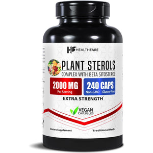 Healthfare Plant Sterols Capsules 2000Mg | 240 Vegan Capsules | Beta Sitosterol & Phytosterol Complex | Plant-Based Supplement | Non-Gmo & Gluten-Free | Made in the USA