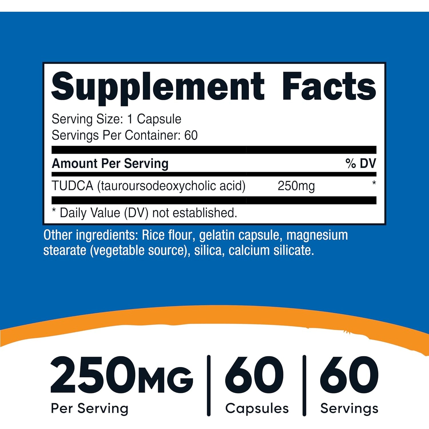 Nutricost Tudca 250Mg, 60 Capsules (Tauroursodeoxycholic Acid) - Premium Quality
