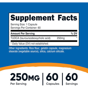 Nutricost Tudca 250Mg, 60 Capsules (Tauroursodeoxycholic Acid) - Premium Quality