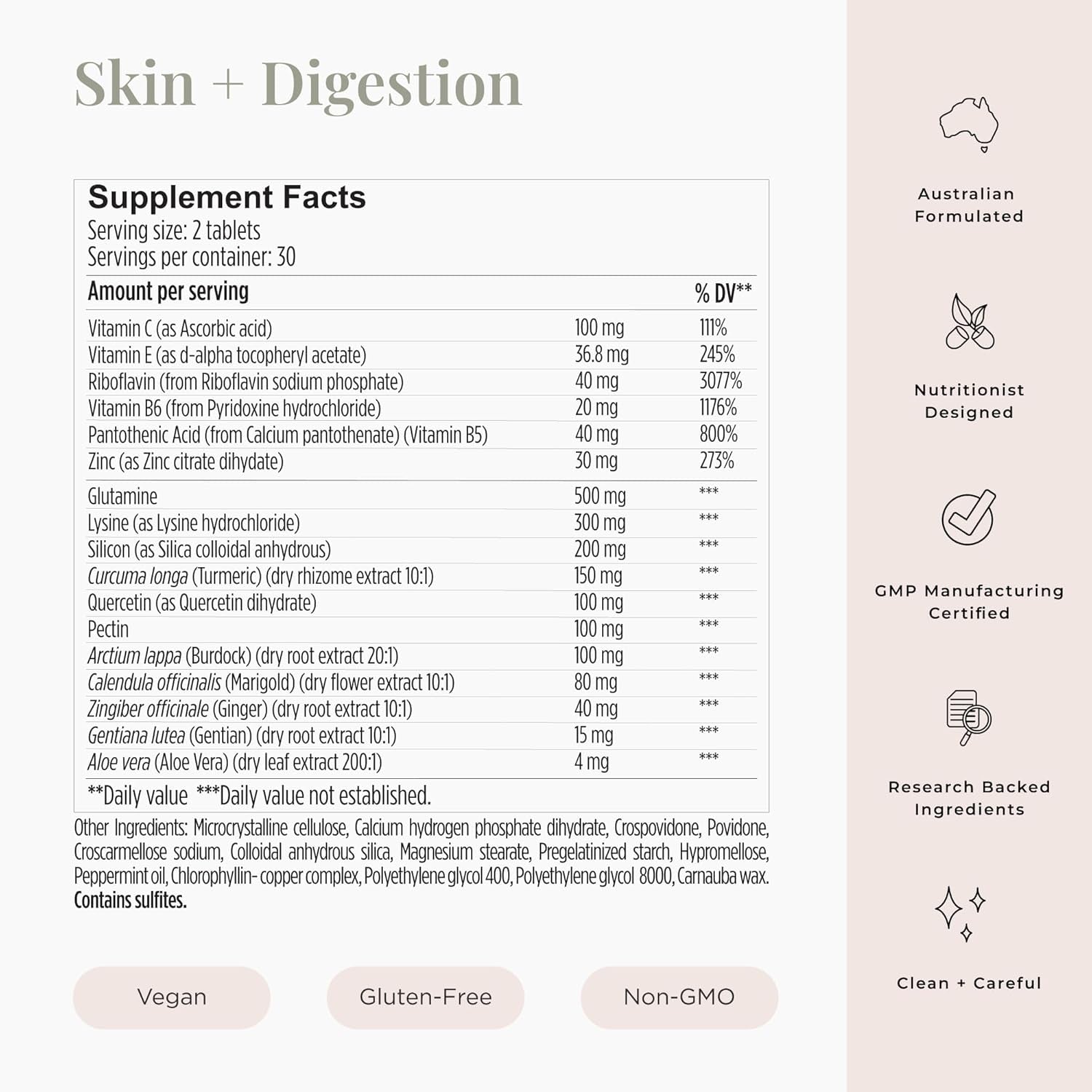 Jshealth Skin and Digestion Formula. Clear Skin Supplement with Zinc, Burdock, Turmeric. Supports Healthy Skin and Digestive Comfort. Vegan (60 Tablets)