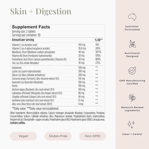 Jshealth Skin and Digestion Formula. Clear Skin Supplement with Zinc, Burdock, Turmeric. Supports Healthy Skin and Digestive Comfort. Vegan (60 Tablets)