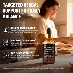 Wormwood Black Walnut Clove Cleanse for Humans - Advanced Detox for Adults - Gut Health Supplement with Wormwood Herb, Black Walnut Hull, Clove, Garlic, Pumpkin Seed, PAU D'Arco, Soursop