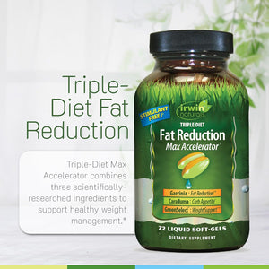 Irwin Naturals Triple-Diet Fat Reduction Max Accelerator - Supports Healthy Weight Management - 72 Liquid Soft-Gels