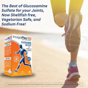 INVIGOFLEX® GS - Glucosamine Sulfate (Shellfish Free, Sodium Free & Vegetarian Safe) Non GMO, Gluten Free - with Boswellia Serrata - Knees, Hands, Back, and Hip Premium Joint Supplement