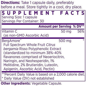 NAOMI Italian Citrus Bergamot 500Mg - Supports Healthy Cholesterol & Triglyceride Levels Already in Normal Range - Patented Bergamore® Extract, 7 Key Polyphenols, 1-Capsule Daily, 30-Day Supply