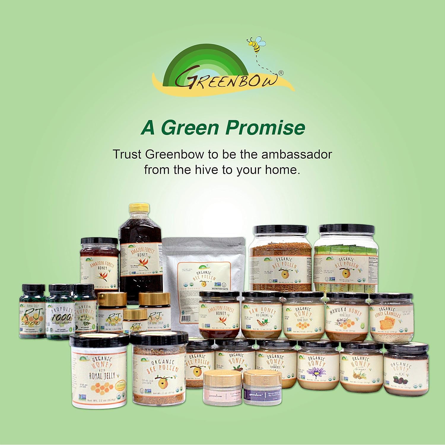 Greenbow Organic Bee Pollen - 100% USDA Certified Organic, Non-Gmo, Halal, Kosher, Certified GMP, Pure & Natural Bee Pollen - Superfood Packed with Proteins, Vitamins & Minerals - Gluten Free - 311G