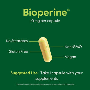 BESTVITE Bioperine 10Mg (240 Vegetarian Capsules) (120 X 2) - No Stearates - Vegan - Non GMO - Gluten Free - Absorption Enhancer