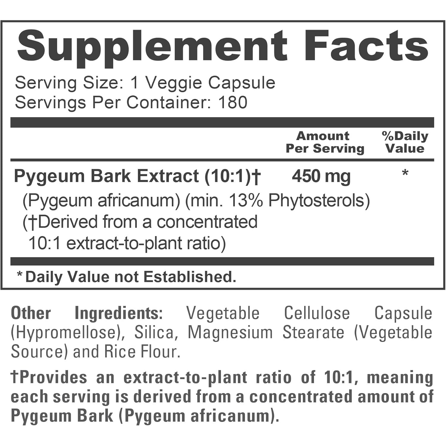 Nusapure Pygeum Bark Capsules, 450 Mg, 180 Veg Capsules (Non-Gmo, Vegan)