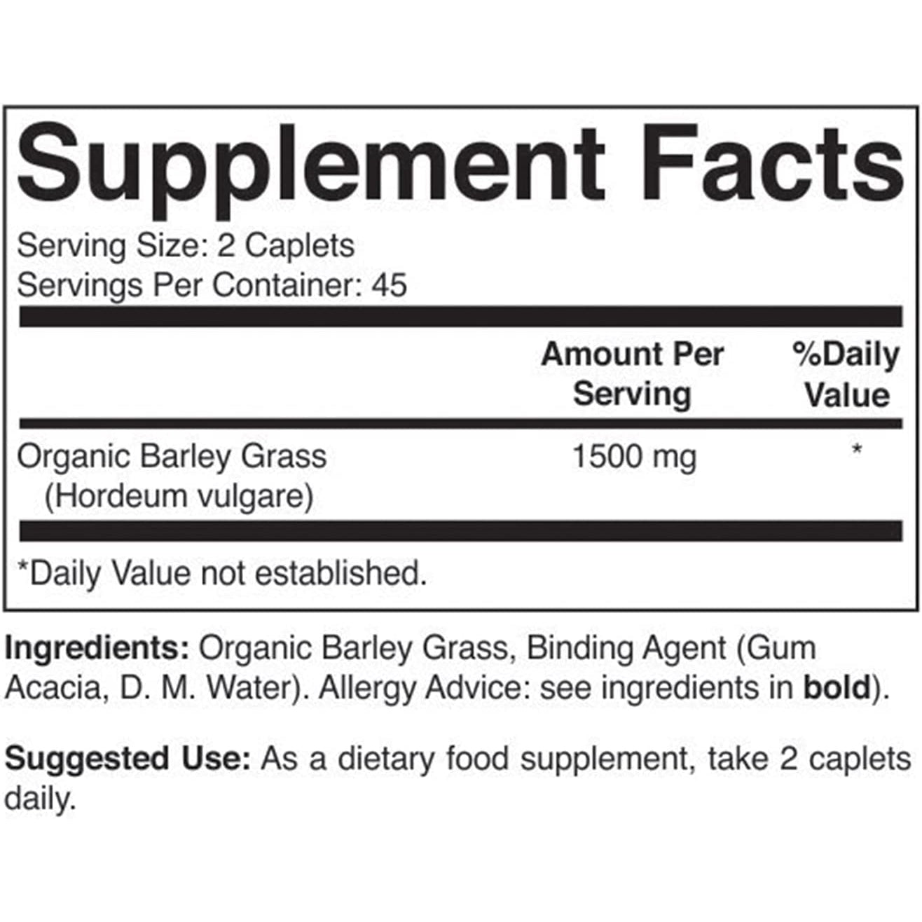Brieofood Organic Barley Grass 1500Mg, 45 Servings, Vegetarian, Gluten Free, 90 Vegetarian Tablets