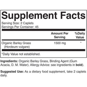 Brieofood Organic Barley Grass 1500Mg, 45 Servings, Vegetarian, Gluten Free, 90 Vegetarian Tablets