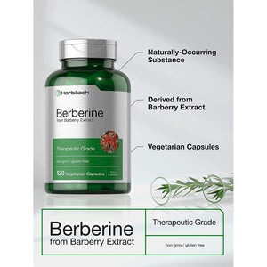 Horbaach Berberine HCL Supplement | 500Mg | 120 Capsules | from Barberry Extract | Therapeutic Grade | Vegetarian, Non-Gmo, Gluten Free