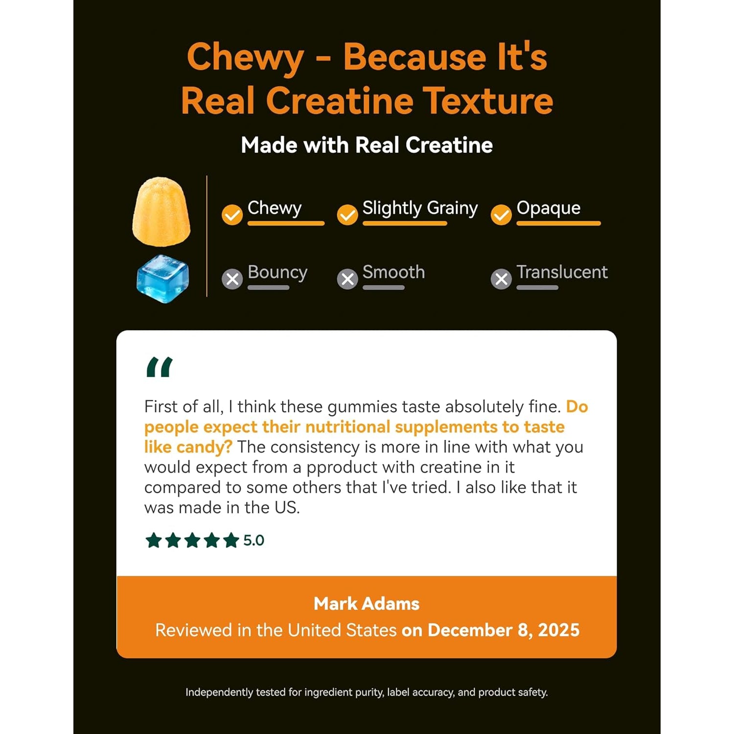 Inner Brightness Creatine Monohydrate Gummies for Men & Women 5000 Mg, 3Rd Party Tested, Creatine Chews for Muscle Growth, Strength & Energy Support, Sugar Free, Vegan, 120 Count, Mango Passionfruit