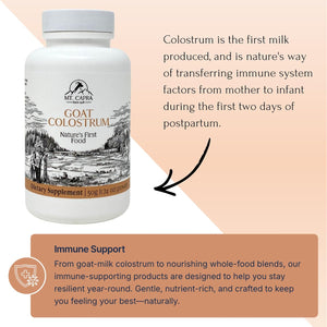 Mt. Capra Goat Colostrum | for Healthy Immune System, Gut, and Athletic Performance | Grass-Fed, High in Immunoglobulins | 17 Servings - 50 Grams
