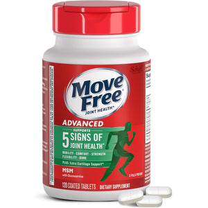 Move Free Advanced Glucosamine Chondroitin MSM Joint Support Supplement, Supports Mobility Comfort Strength Flexibility & Bone - 120 Tablets (40 Servings)*