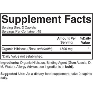 Brieofood Organic Hibiscus 1500Mg, 45 Servings, Vegetarian, Gluten Free, 90 Vegetarian Tablets