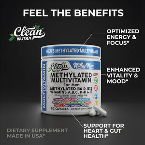 Methylated Multivitamin for Men with Vitamin B12 B6 Choline Magnesium Selenium Coq10 Iodine Manganese Iron Boron Copper Thiamin Riboflavin Biotin Probiotics Omega 3 | Vegetarian Capsules Mens Vitamins