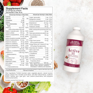 Buried Treasure Active 55 plus - 32 Serv, Liquid Multivitamin for Seniors, Vegan, Sugar-Free, Natural Immune Support, Vitamins & Super-Foods Blend