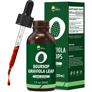 Organic Soursop Graviola Leaf Extract Liquid Drops | Soursop Bitters Liquid | GMP Certified | Vegan, Non-Gmo, Gluten Free | Immune Support | 1 Fl Oz