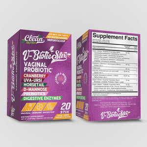 Clean Nutraceuticals Vaginal Probiotics for Women with Cranberry Extract, D-Mannose, Prebiotics, Ph Balance for Women, Vaginal Health – Womens Probiotic Alternative to Gummies - 20 Stix