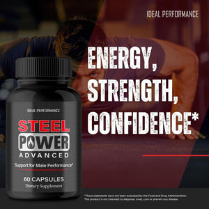 Steel Power for Men Capsules, Official Steel Power Pills Supplement - Maximum Strength, All Natural Ingredients, Advanced Formula Steelpower Health & Wellness Vitamin Pills Reviews (60 Capsules)