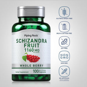 Piping Rock Schizandra Berry Fruit Capsules 1160Mg | 100 Count | Non-Gmo, Gluten Free Supplement