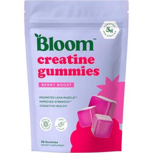 Bloom Creatine Monohydrate Gummies, 5G per Serving, Sugar Free Creatine Gummy for Workout, Strength, Cognitive Health & Lean Muscle Support, Gluten Free & Non GMO, Berry Boost, 36 Gummies, 12 SVG