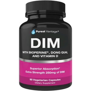 Pure DIM Supplement 250Mg Diindolylmethane plus Bioperine and Dong Quai - Hormone Balance Support for Women and Men, Menopause & Estrogen Support - 90 Vegetarian Capsules