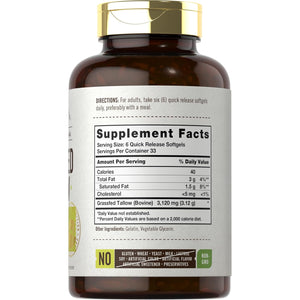 Carlyle Grass Fed Beef Tallow 3120Mg | 200 Softgel Capsules | Pasture Raised Bovine Supplement | Non-Gmo, Gluten Free | by Herbage Farmstead
