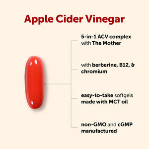 Micro Ingredients Apple Cider Vinegar with the Mother, 240 Softgels | 5-In-1 ACV with Methylated Vitamin B12, Chromium, Berberine & Ceylon Cinnamon | Made with MCT Oil | Non-Gmo