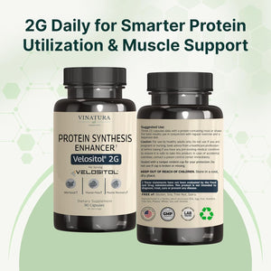 VINATURA Velositol Supplements - Protein Synthesis Enhancer for Strength and Muscle Support, for Men and Women, 90 Capsules