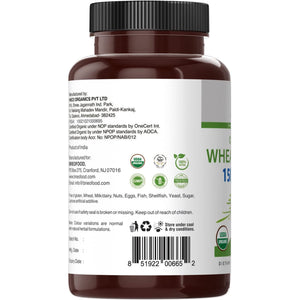 Brieofood Organic Wheatgrass 1500Mg, 45 Servings, Vegetarian, Gluten Free, 90 Vegetarian Tablets