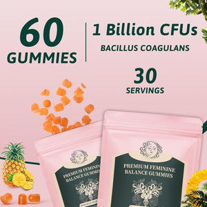 Feminine Balance Gummies for Women - Premium Balance Supplement for Women PH Health, Gut Healthy, Immune Support, Hawaiian Pineapple Flavor, 60 Gummies