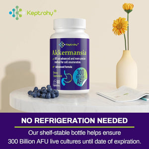 300 Billion AFU Akkermansia Muciniphila - a Live Probiotics for Women Men, Supports GLP-1 Digestive Gut, Immune & Overall Health, Enhances Gut Digestive Lining Function, 60 Count (Pack of 1)