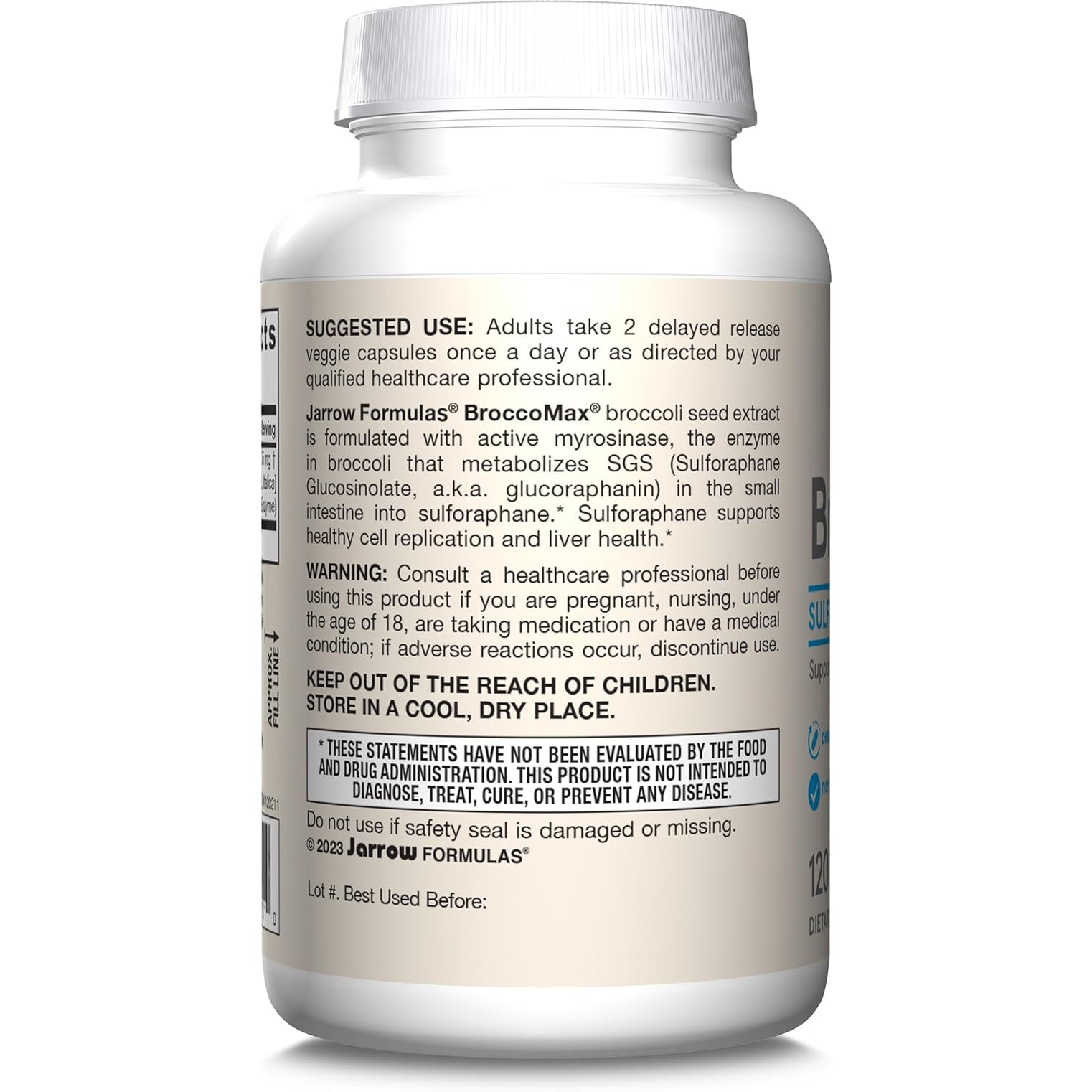 Jarrow Formulas Broccomax Sulforaphane Generator 35 Mg, Sulforaphane Glucosinolate & Myrosinase, Broccoli Seed Supplement for Liverhealth Support, 120 Delayed Release Veggie Capsules, 60 Day Supply