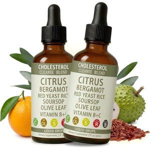 Red Yeast Rice Drops - High Absorption Cholesterol Support, Red Yeast Rice, Soursop, Olive Leaf,Vitamin B+C, Natural, Non-Gmo Vegan, Heart Health Antioxidant Liquid Supplement 2 Fl Oz,2Pcs