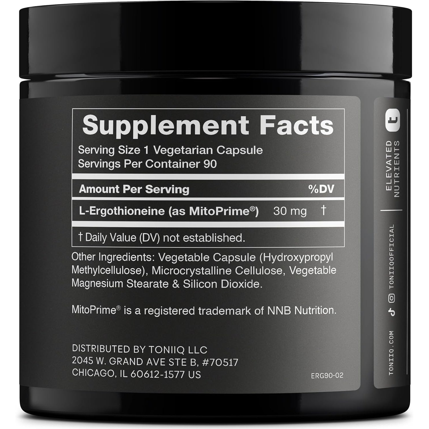 Ergothioneine with Clinically Studied Mitoprime® - High Potency 30Mg with 98% Purity - Fermentation-Based L Ergothioneine Supplement - Longevity and Immune Support - Third-Party Tested, 90 Capsules
