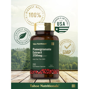 Tahoe Nutritionals Pomegranate Extract | 200 Capsules | Non-Gmo, Gluten Free Supplement