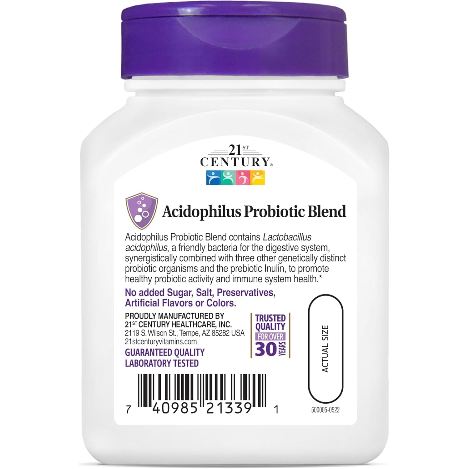 21St Century Acidophilus Probiotic Blend Capsules (100 Count), Daily Probiotic Supplement with Lactobacillus Acidophilus, Supports Digestive Health & Immune System, Non-Gmo, Gluten-Free