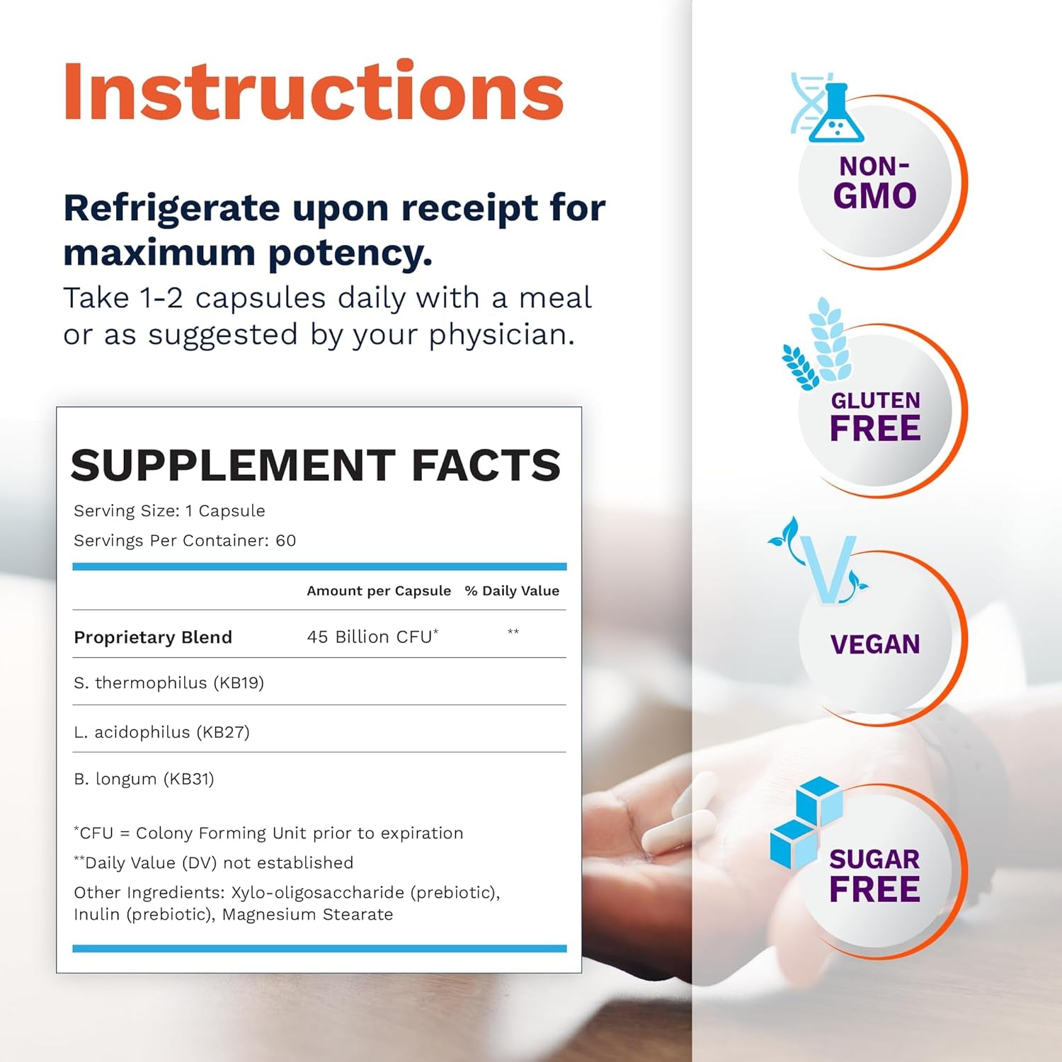 Renadyl Kidney Probiotic Supplement | Urea, Creatinine, & Uric Acid Support | 45 Billion Cfus | Clinically Tested, Non-Gmo, & Made in USA, 180 Capsules (3 Bottles, 3 Month Supply)