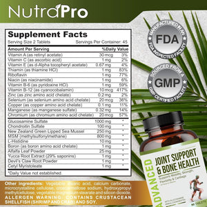 Nutrapro Glucosamine Chondroitin MSM Joint Relief Supplements & Bone Health - for Knee & Joint Relief, Bone Strength, Joint Health, Movement, Flexibility, Strength & Comfort.45 Days Servings