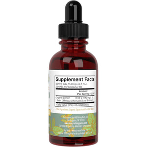 MARYRUTH'S Organics Lemon Balm Leaf Liquid Extract | Mood Support | Relaxation | Calming | Nervine Herbal | Lemon Balm Tincture | USDA Organic | Vegan | Non-Gmo | Gluten Free | 1 Fl Oz