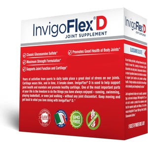 INVIGOFLEX® D - 1500Mg of Glucosamine Sulfate Powder (Classic Formulation) - Premium Joint Supplement for Knees, Hands, Back, and Hip Support Packets | 30 Packets