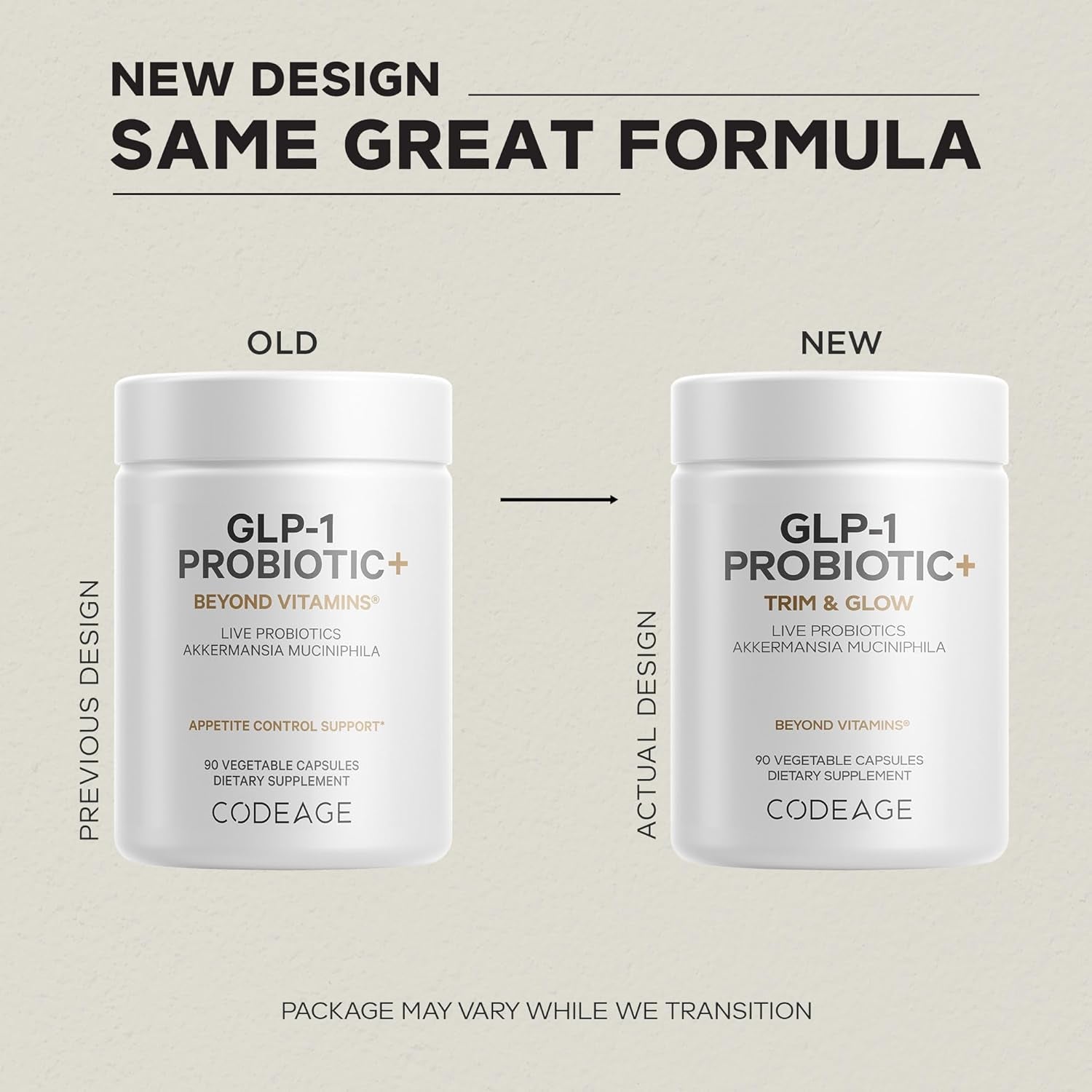 Codeage GLP-1 Probiotic+ - Live Probiotics Akkermansia, Clostridium, Bifidobacterium, Chicory Inulin Probiotic, Prebiotics & Postbiotics Supplement - 500 Million AFU, 3-Month Supply - 90 Capsules