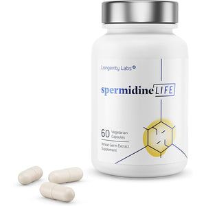 LONGEVITY LABS + Spermidinelife Natural Supplement, Non-Synthetic Plant-Based Wheat Germ Extract with High Spermidine & Zinc for Cell Renewal, Vegan, for Women & Men, 60 Capsules