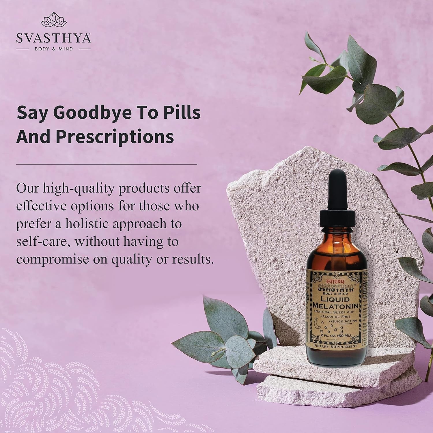 Svasthya Body & Mind Natural Melatonin Liquid Supplement | 100% Organic Sleep Aid for Restful Sleep Support | Alcohol - Free Melatonin Supplement | Stay Asleep Longer
