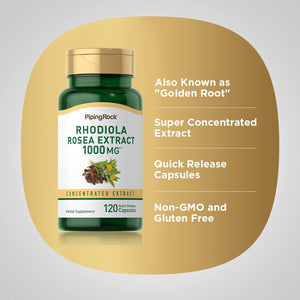 Piping Rock Rhodiola Rosea Supplement | 120 Capsules | Concentrated Herb Extract | Non-Gmo, Gluten Free